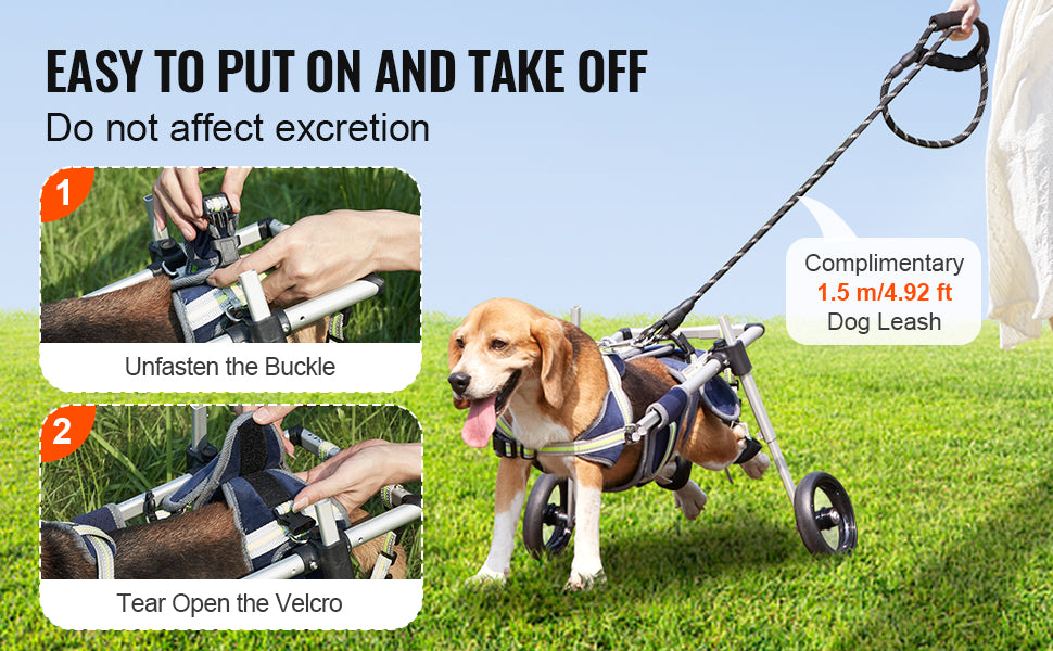 VEVOR 2-Wheel Dog Wheelchair for Back Legs – Adjustable Pet Mobility Cart for Injured, Disabled, or Paralyzed Dogs